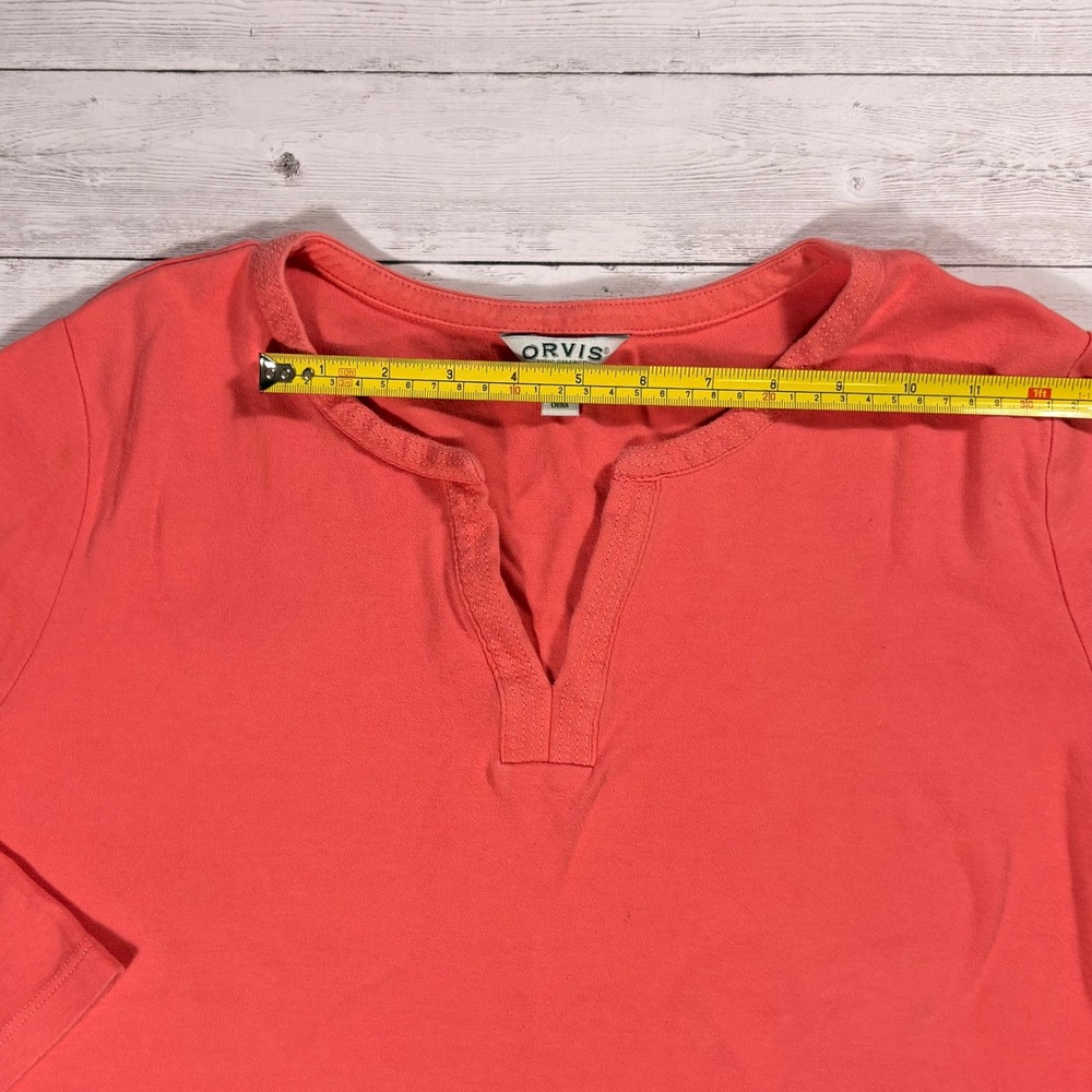 Orvis Classic Collection Coral Pink Pima Cotton 3/4 Sleeve V-Neck Top Large - Picture 9 of 16